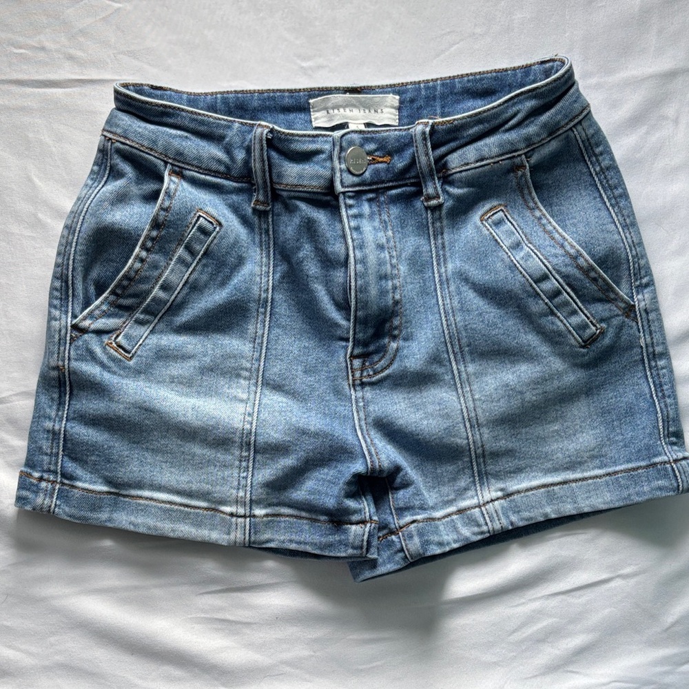 High-Rise Light Blue Denim Jean Shorts